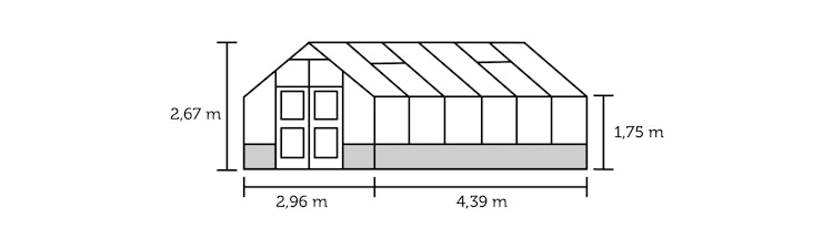 Juliana Gewächshaus Premium anthrazit - 3 mm Sicherheitsglas - für Mauer - 13,0 m²