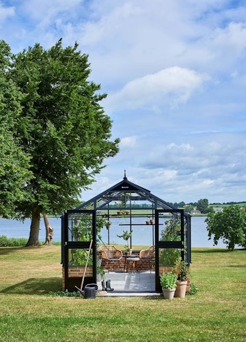 Juliana Gewächshaus Premium anthrazit - 3 mm Sicherheitsglas - für Mauer - 13,0 m²