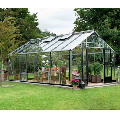 Juliana Gewächshaus Gärtner - 16,2 m² / 18,8 m² / 21,4 m² inkl. gratis Fundamentrahmen & Startset im Wert von bis zu 798 € (bei anthrazit & Sicherheitsglas)