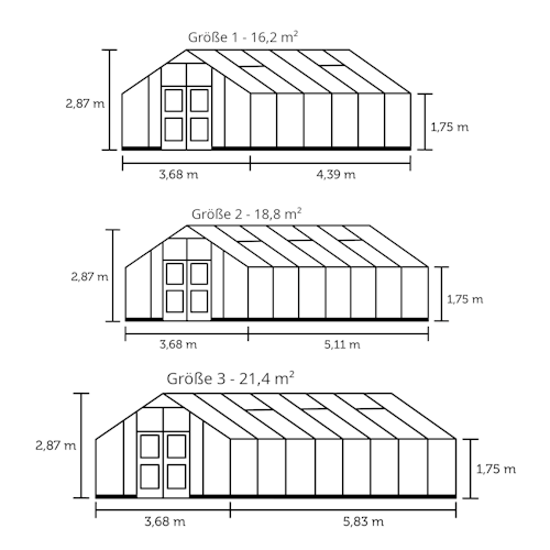 Juliana Gewächshaus Gärtner - 16,2 m² / 18,8 m² / 21,4 m² inkl. gratis Fundamentrahmen & Startset im Wert von bis zu 798 € (bei anthrazit & Sicherheitsglas)