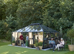 Juliana Gewächshaus Grand Oase anthrazit - 3 mm Sicherheitsglas - 25,6 m²  inkl. gratis Fundamentrahmen und Starterset im Wert von 978 €