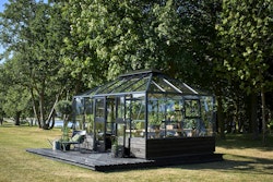 Juliana Gewächshaus Grand Oase anthrazit - 3 mm Sicherheitsglas - für Mauer - 13,0 m²